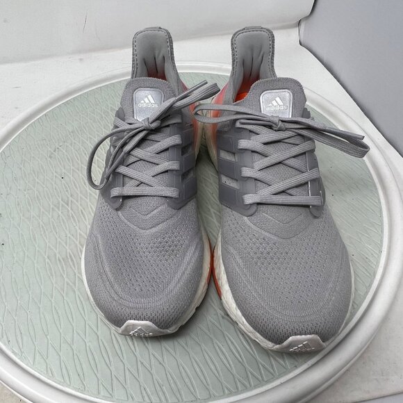 Adidas Ultraboost 21 Running Shoes Women Size 8 Gray Screaming Orange Athleisure - Picture 3 of 10